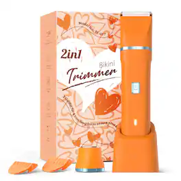 PRIMEPLUS - Electric Shaver for Women, Cordless Bikini Trimmer & Painless Facial Hair Removal, Fast Charging, Detachable Head - 2-IN-1 Orange