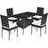 Alt View 9. Costway - 5PCS Patio Rattan Dining Set Cushioned Chair Table w/Glass Top Garden Furniture - Black,White.