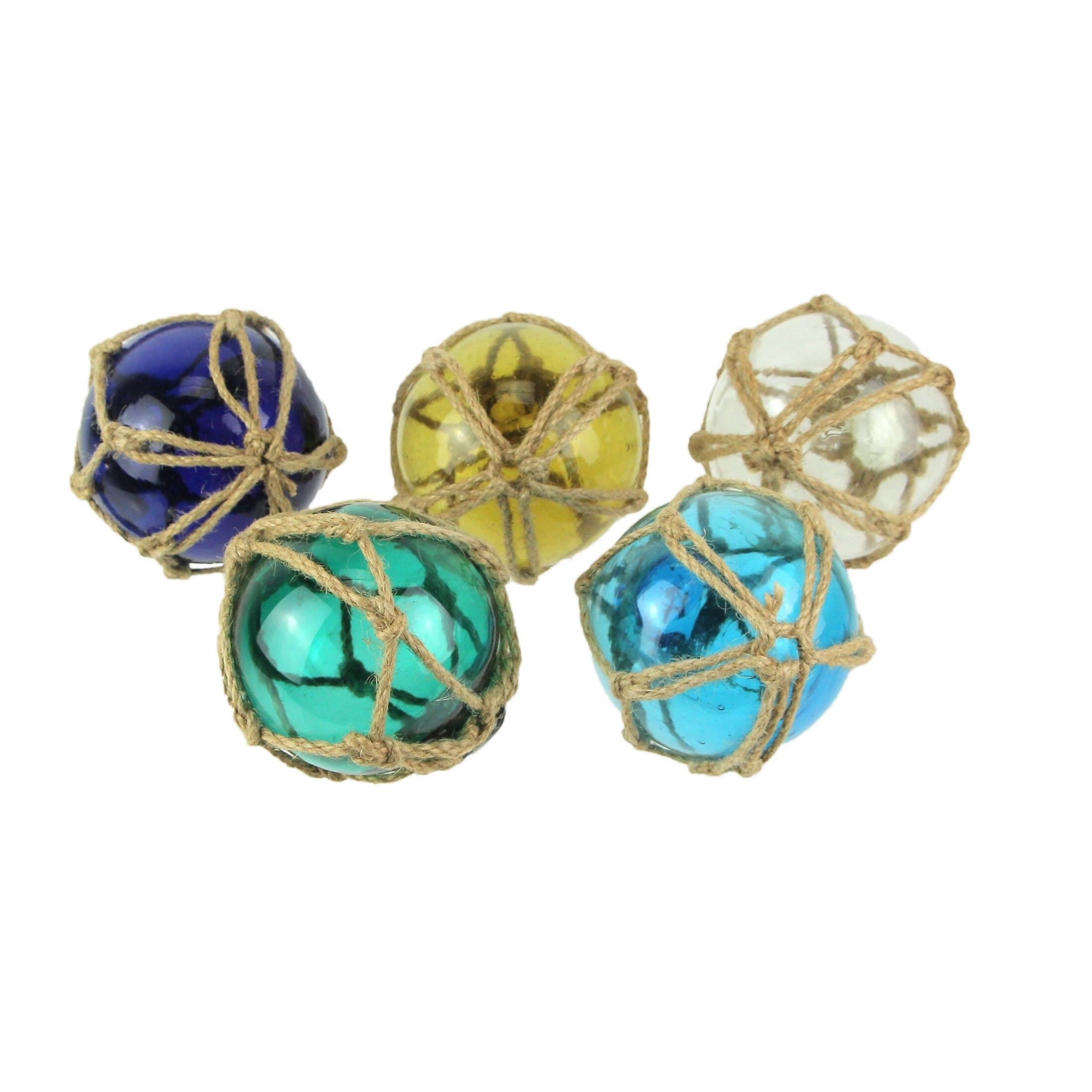 Alt View 1. Zeckos - Set of 5 Rope Wrapped Multicolor Glass Decorative Balls Modern Accent Room Decor - Multicolored.