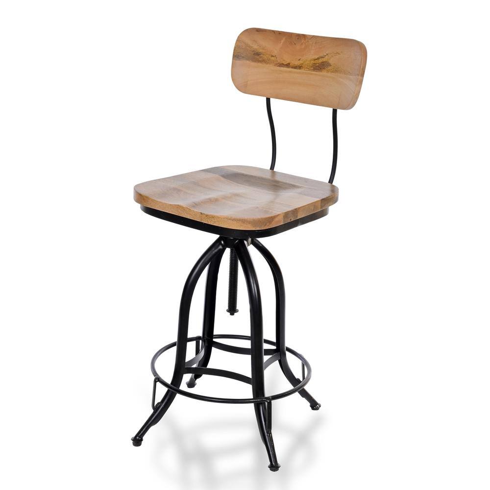 Carolina Chair & Table Mason Adjustable Barstool Natural Seat Black ...