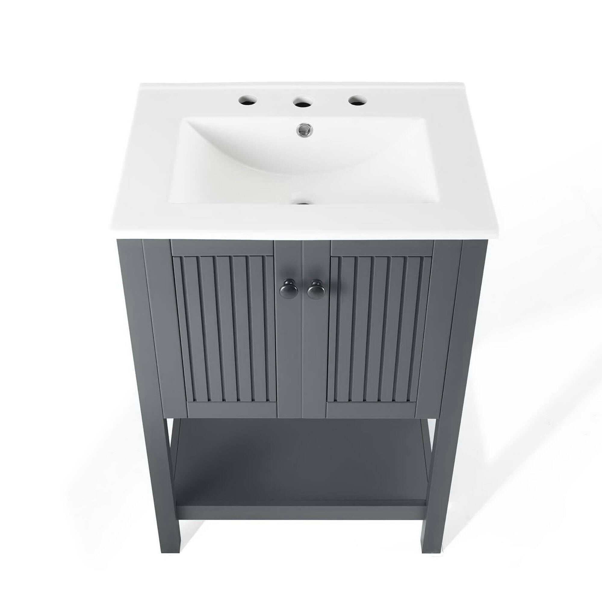 Alt View 5. Modway - Steam Bathroom Vanity Basin Included - Gray White.