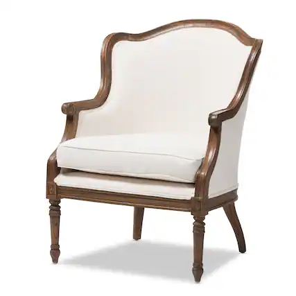 Front. Baxton Studio - Charlemagne Traditional French Accent Chair- - White.
