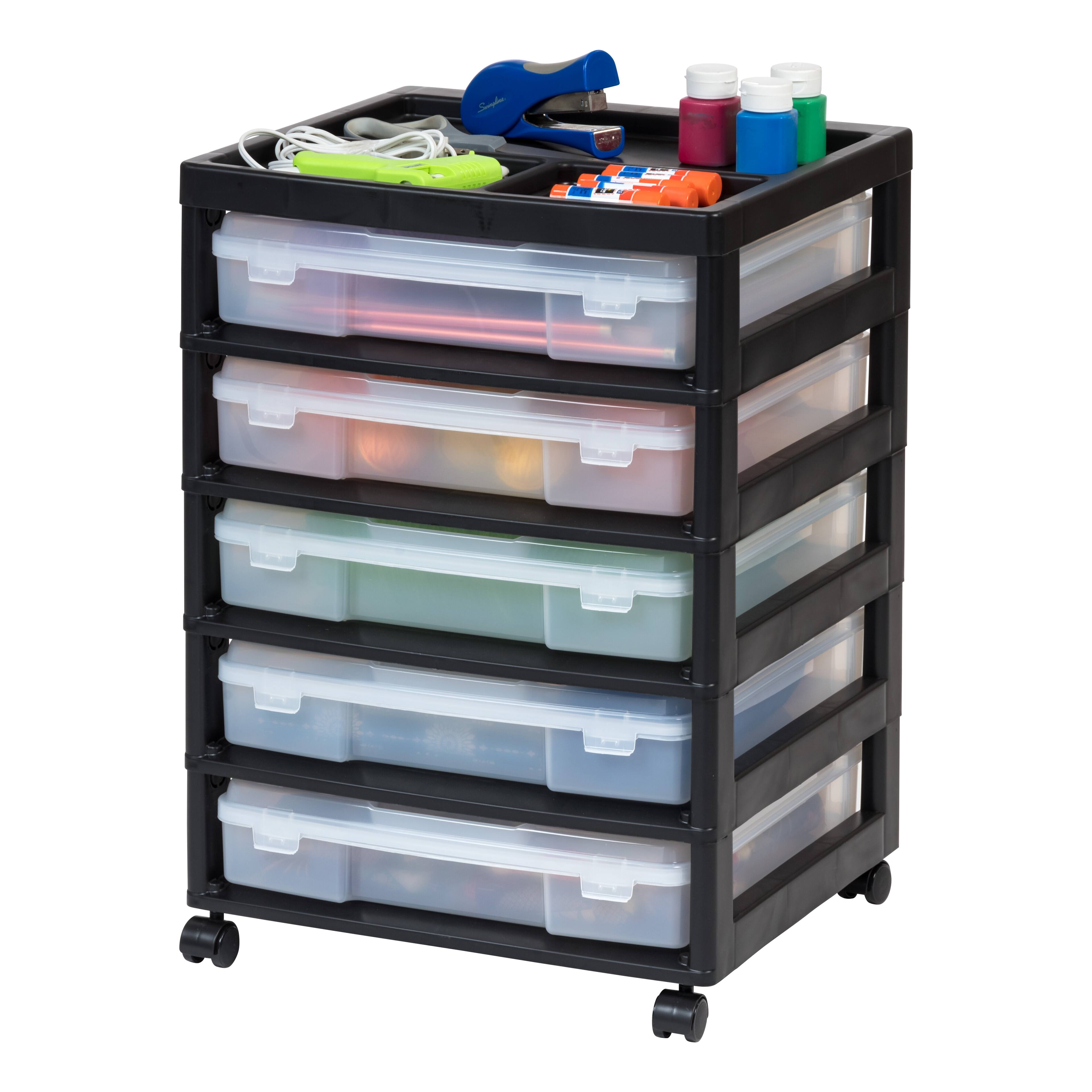 Alt View 2. IRIS USA - IRIS USA Plastic Scrapbook Storage Cart - Black.