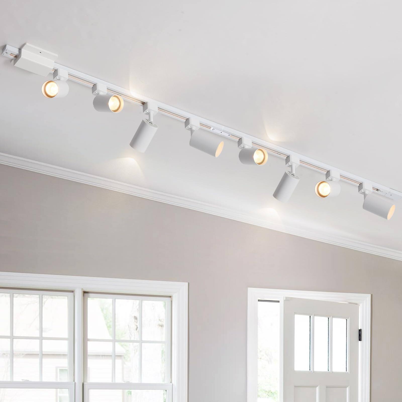 Alt View 1. Dazzed Corner - 8-Light LED Track Lighting Kit with 6.6FT H Track Lighting Rails (No Bulbs) - White.