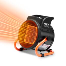 VEVOR - Greenhouse Heater, 1500W PTC Fast Heating with Overheat Protection, 3-Speed Setting Small Grow Tent Heater - Orange;Black