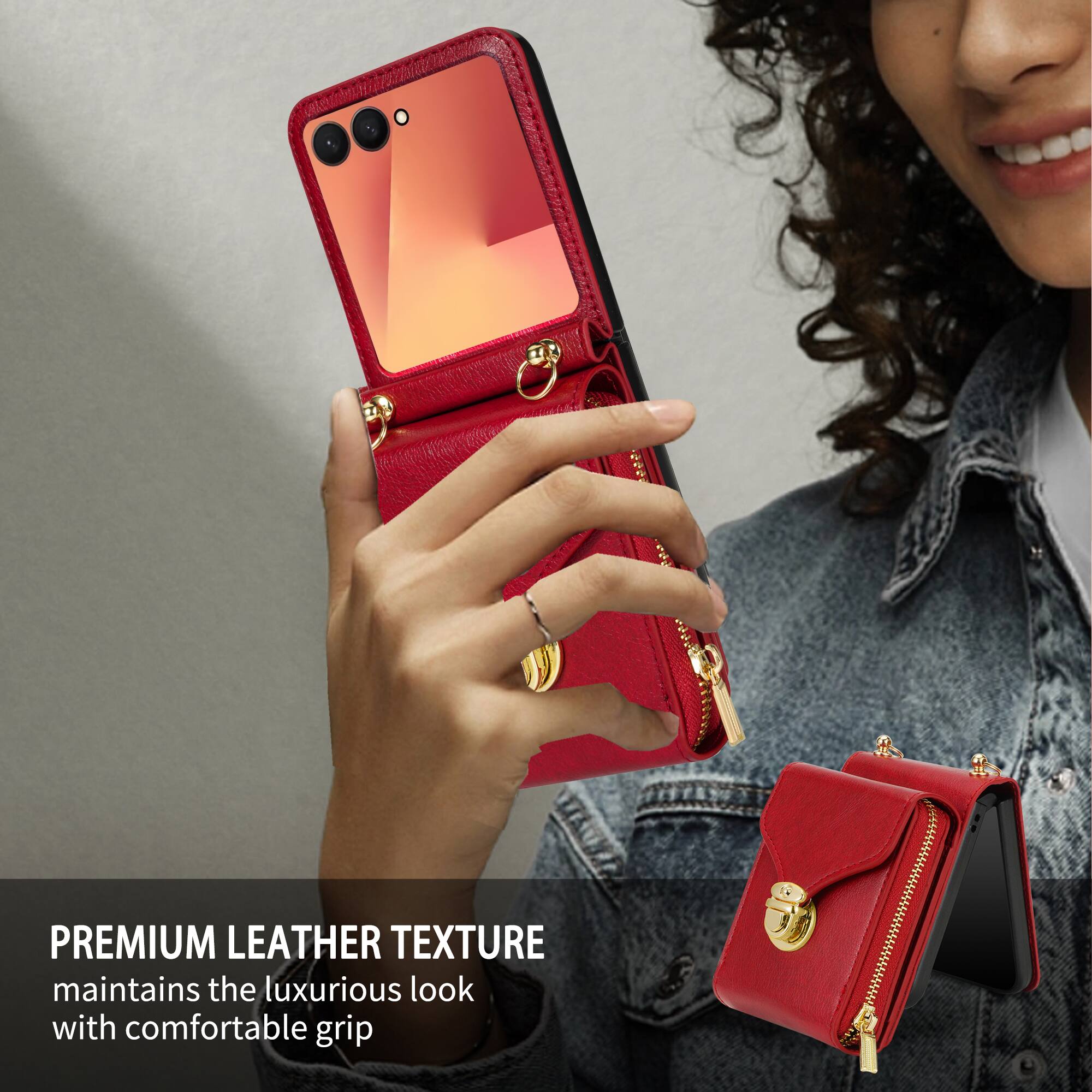 PREMIUM LEATHER TEXTURE maintains the luxurious look with comfortable grip