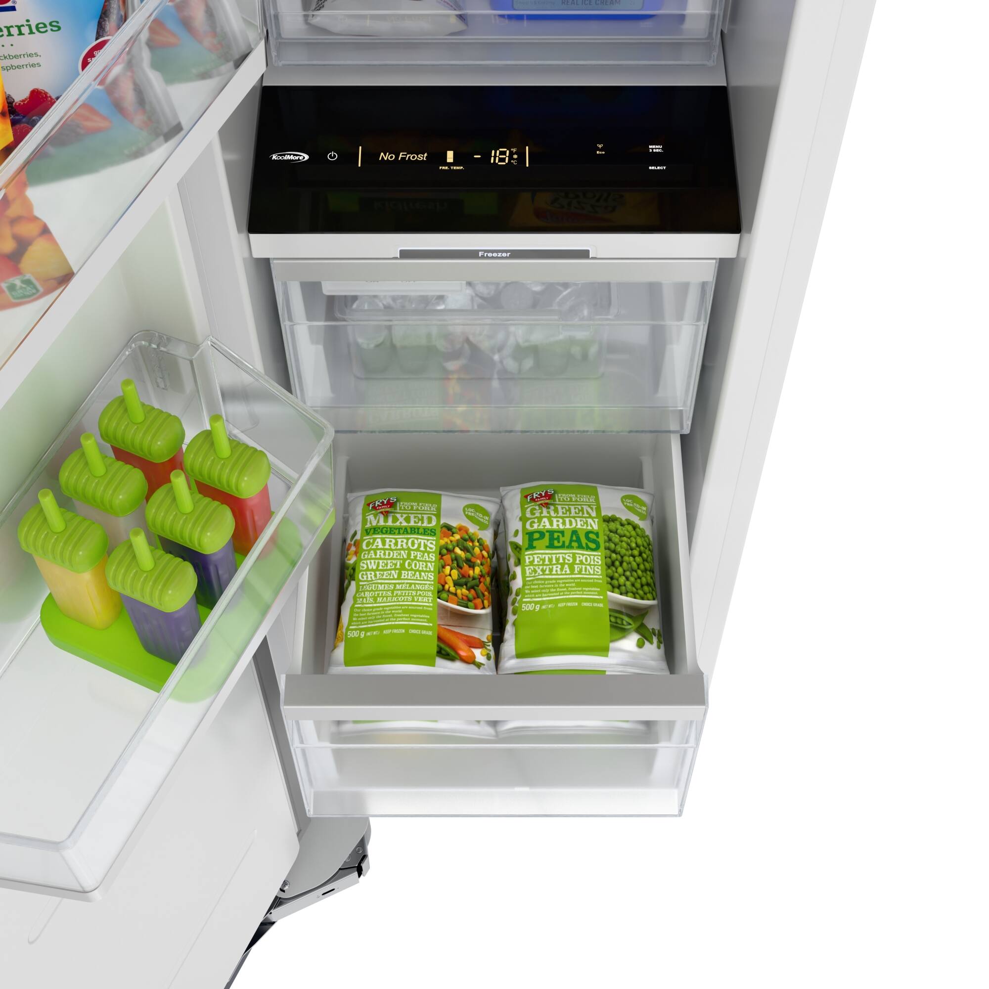 - Mixed Vegetables: Carrots, Sweet Corn, Green Beans
- Garden Peas (Petits Pois Extra Fins)

- No Frost
- 18°C