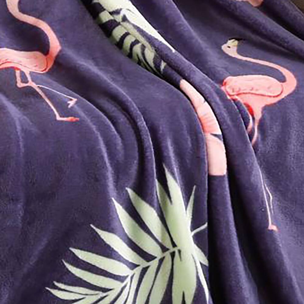 Alt View 2. Noble House - Plazatex Holiday Navy Flamingo Design Micro Plush Throw Blanket - 50x60", Multicolor - Multi.