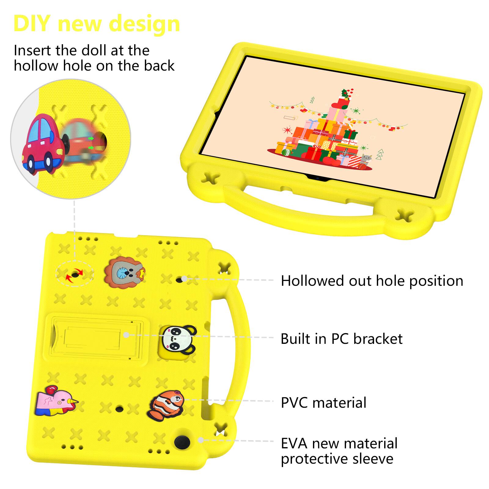 DIY new design  
Insert the doll at the hollow hole on the back  

- Hollowed out hole position  
- Built in PC bracket  
- PVC material  
- EVA new material protective sleeve