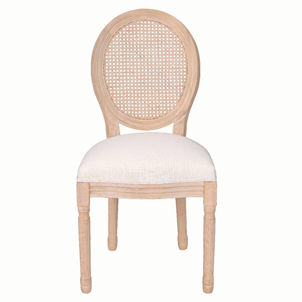 Alt View 8. Loheer - Loheer French Country Dining Chairs Set of 2 Upholstered Round Back Solid Wood Beige - Beige.