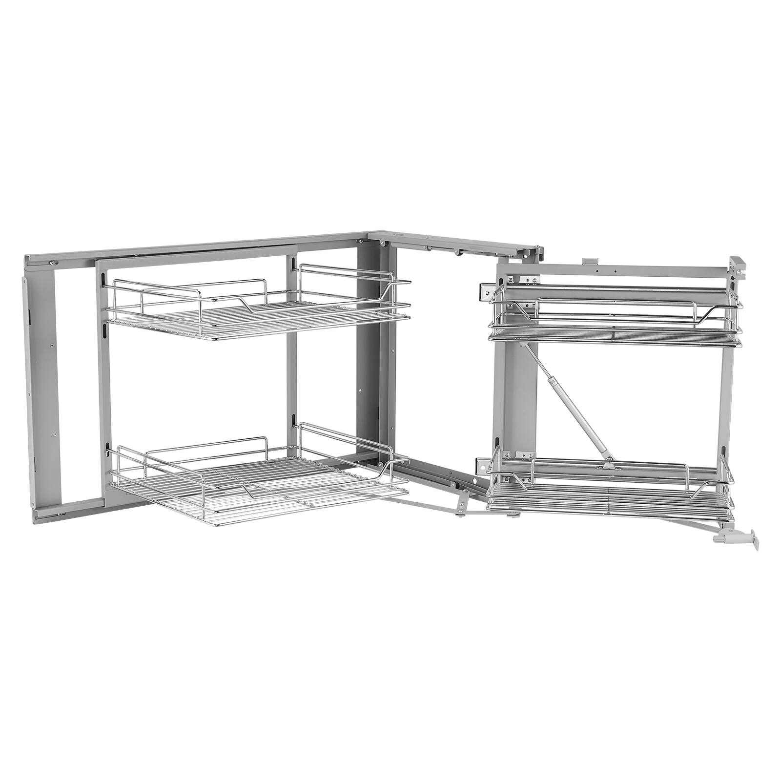 Alt View 5. VEVOR - 18"W Opening Blind Corner Pull Out Organizer, 2 Tier 4 Shelf Kitchen Cabinet Organizer, Magic Chrome Carbon Steel - Silver.