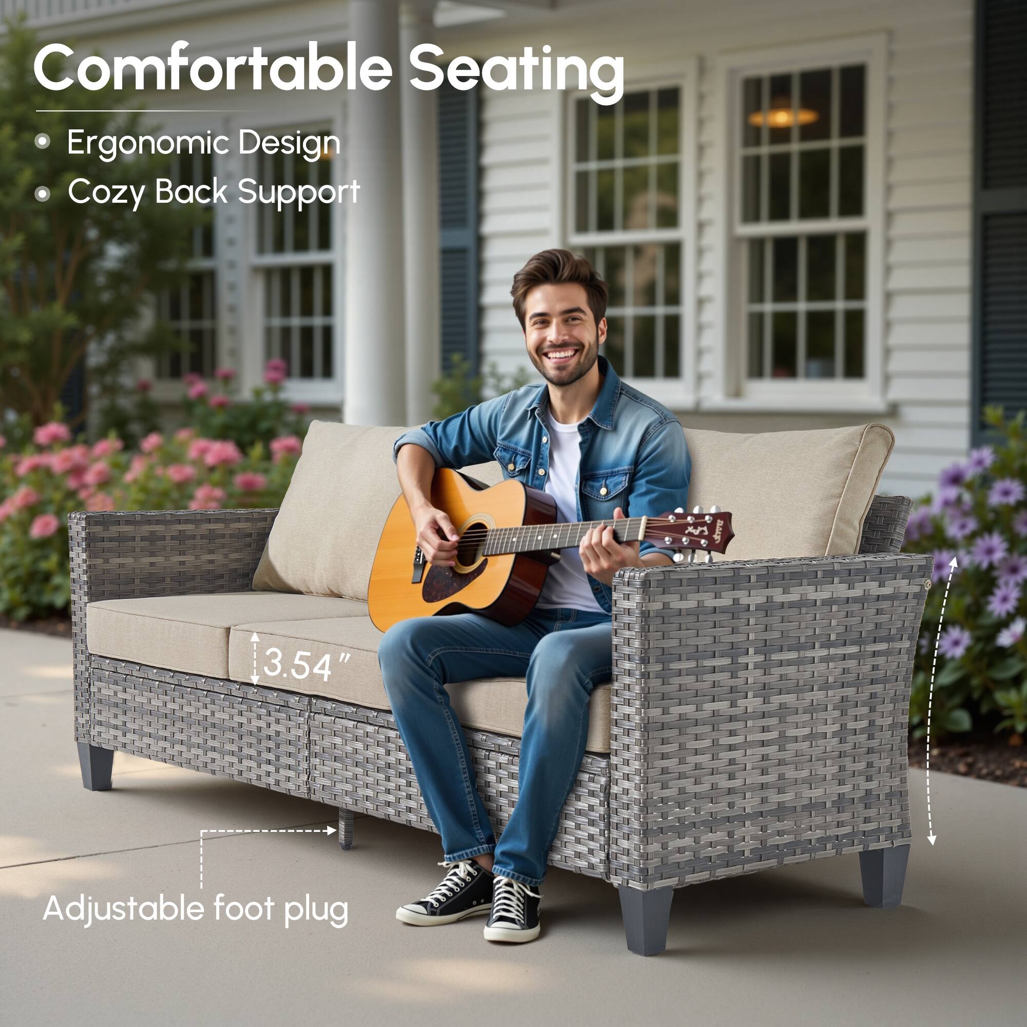 Comfortable Seating  
- Ergonomic Design  
- Cozy Back Support  

3.54" Adjustable foot plug