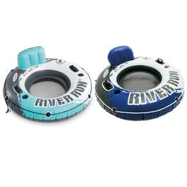 Intex - River Run Inflatable Floating Water Tube Lake Pool Ocean Raft, Red & Blue - Multicolored