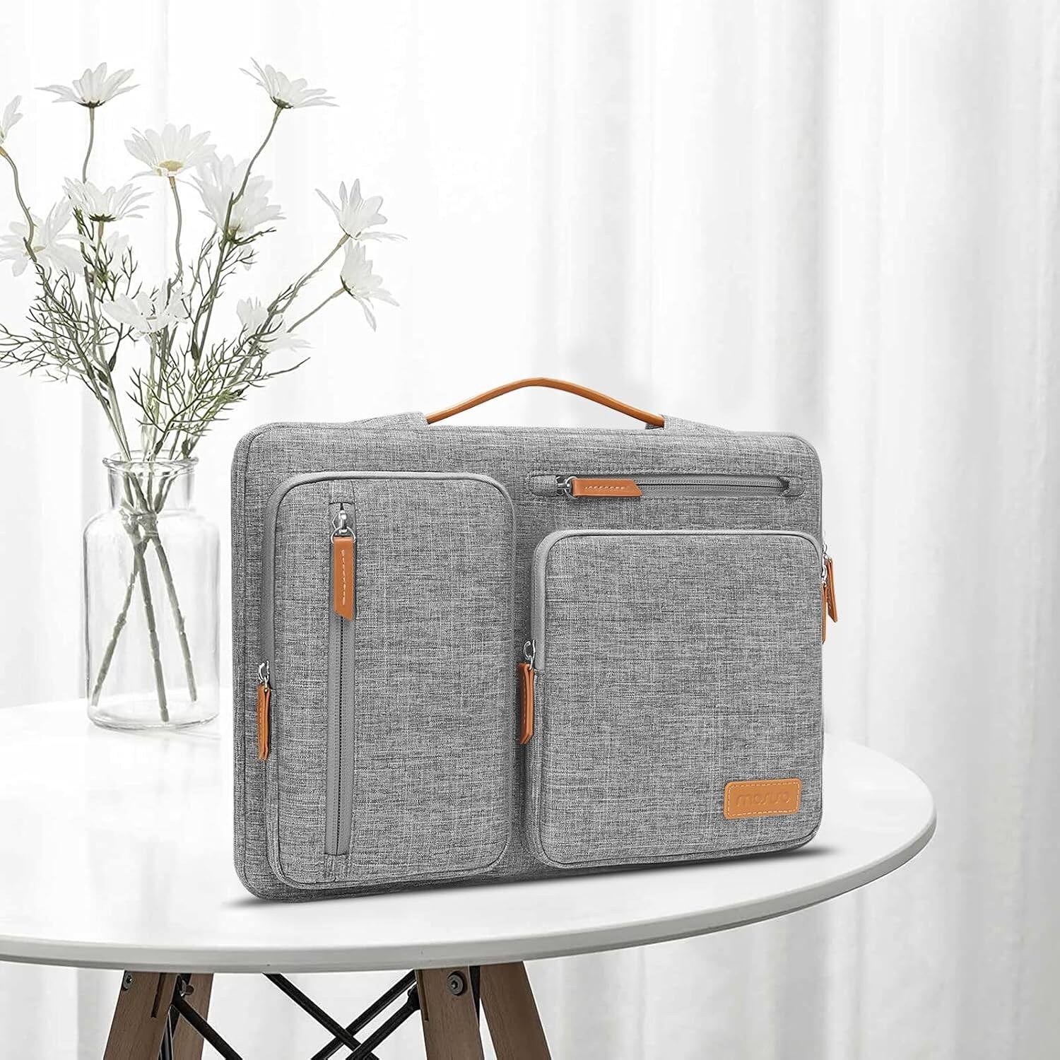 Alt View 2. mosiso - 360 Protective Laptop Handbag Sleeve 15 inch for HP Lenovo Dell ASUS Acer - Gray.