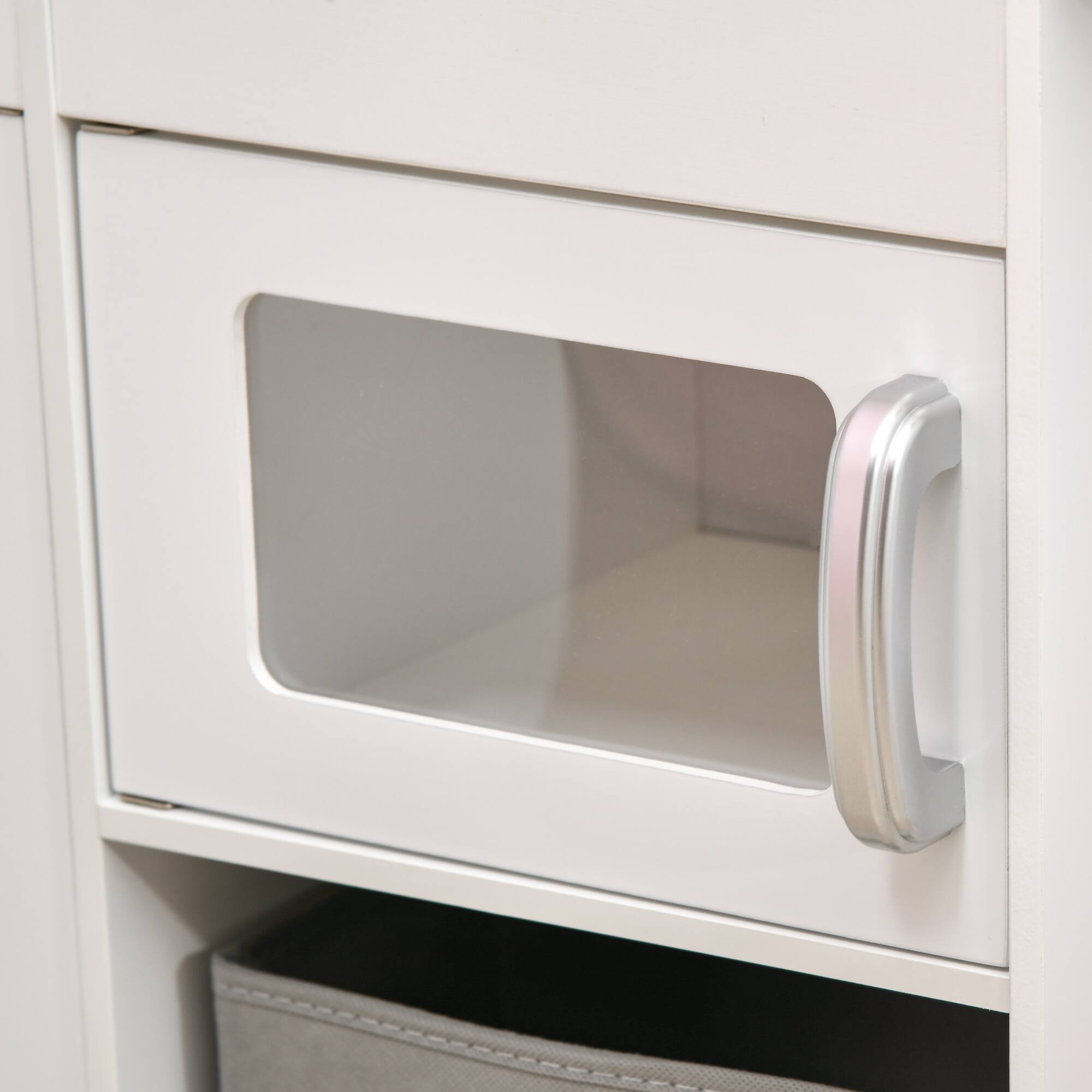 Angle. TinyHomie - Corner Play Kitchen Set with Sound Effects and Tons of Countertop Space Large Wooden Kitchen for Ages 3-6.