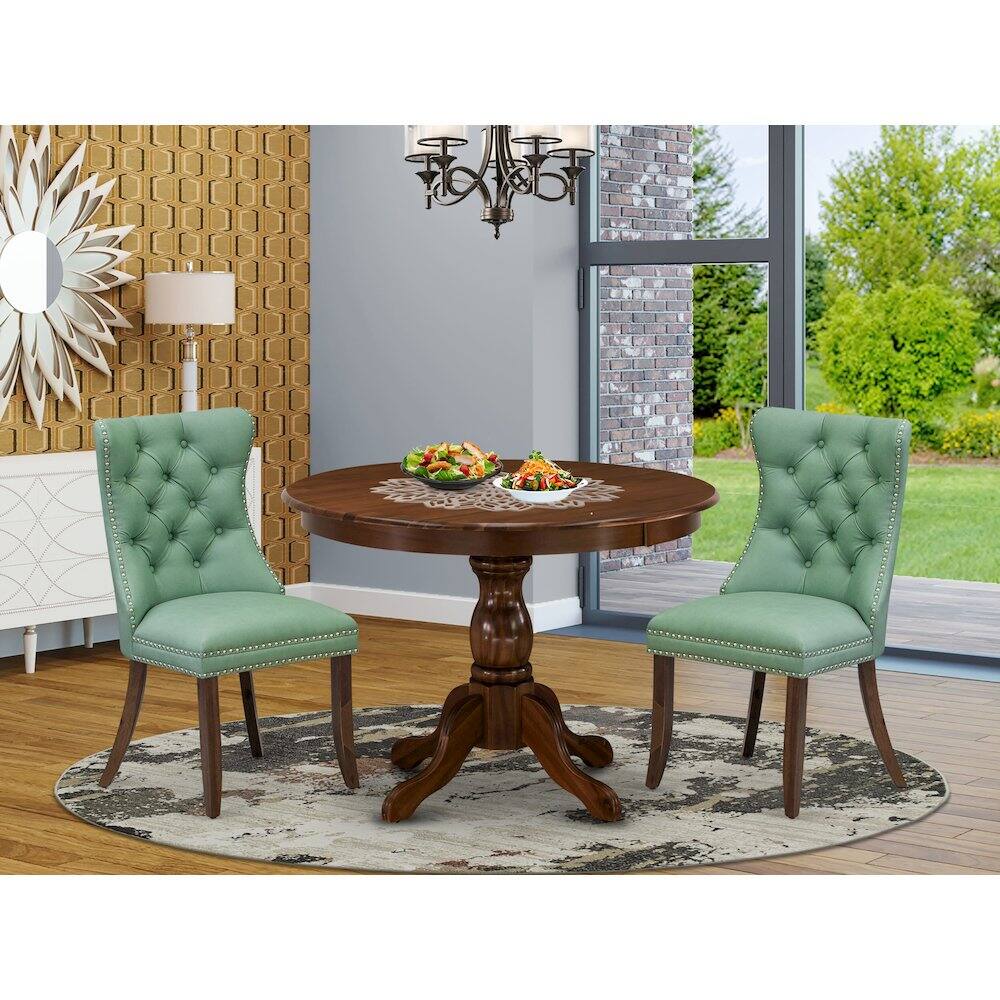 Alt View 8. East West Furniture - 3 Piece Dining Set for Small Spaces - Brown.