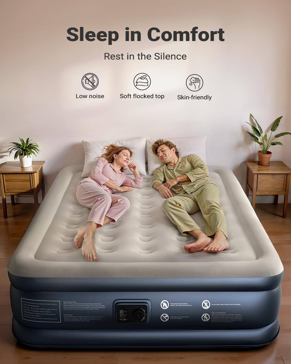 Sleep in Comfort  
Rest in the Silence  

- Low noise  
- Soft flocked top  
- Skin-friendly