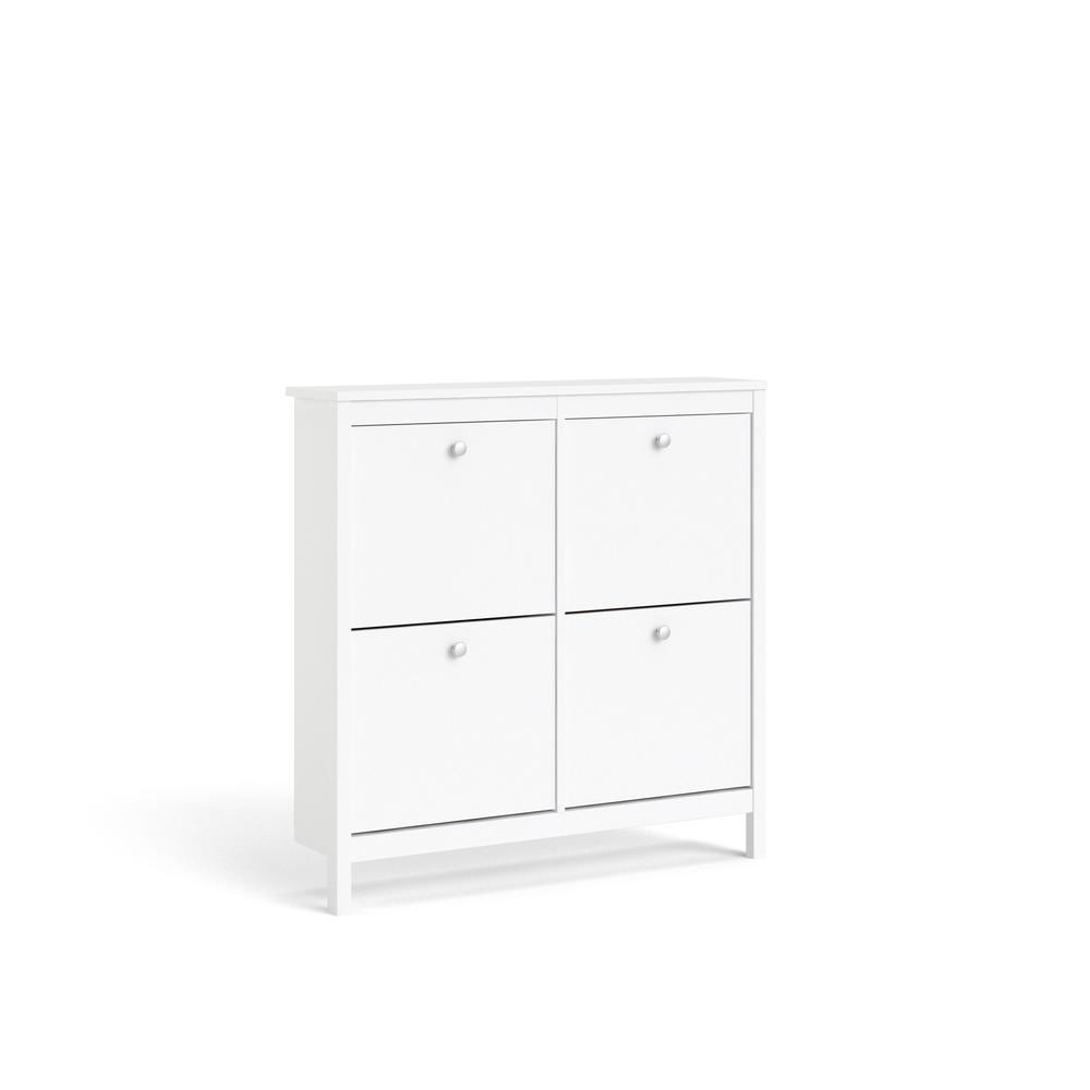 Angle. Tvilum - Madrid 4 Drawer Shoe Cabinet - White.