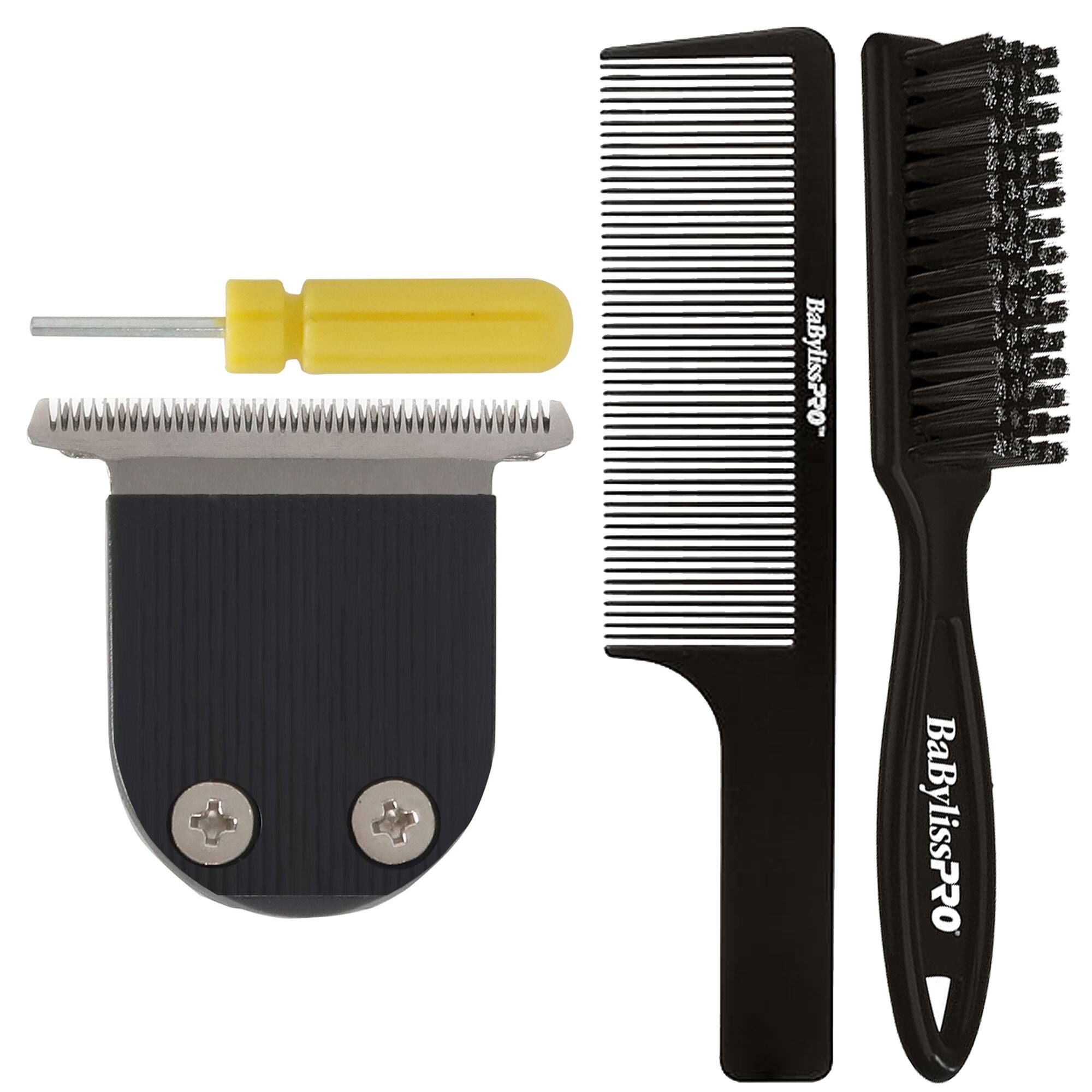 Front. Babyliss - BaByliss Pro Barberology FlashFX / EtchFX Replacement Blade with Brush + 9" Comb - Black.