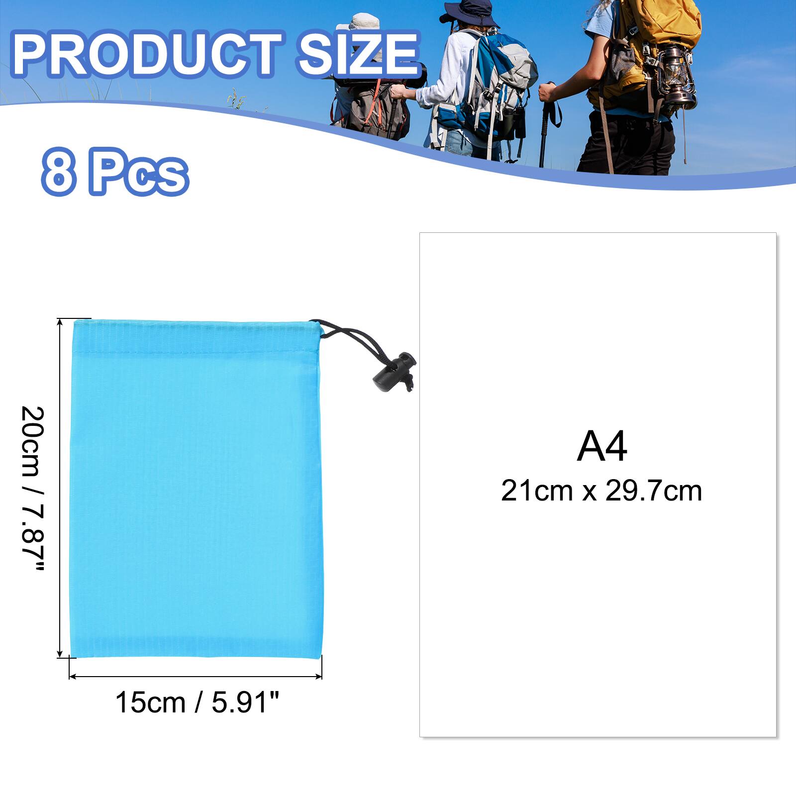 PRODUCT SIZE  
8 Pcs  
20cm / 7.87"  
15cm / 5.91"  
A4  
21cm x 29.7cm