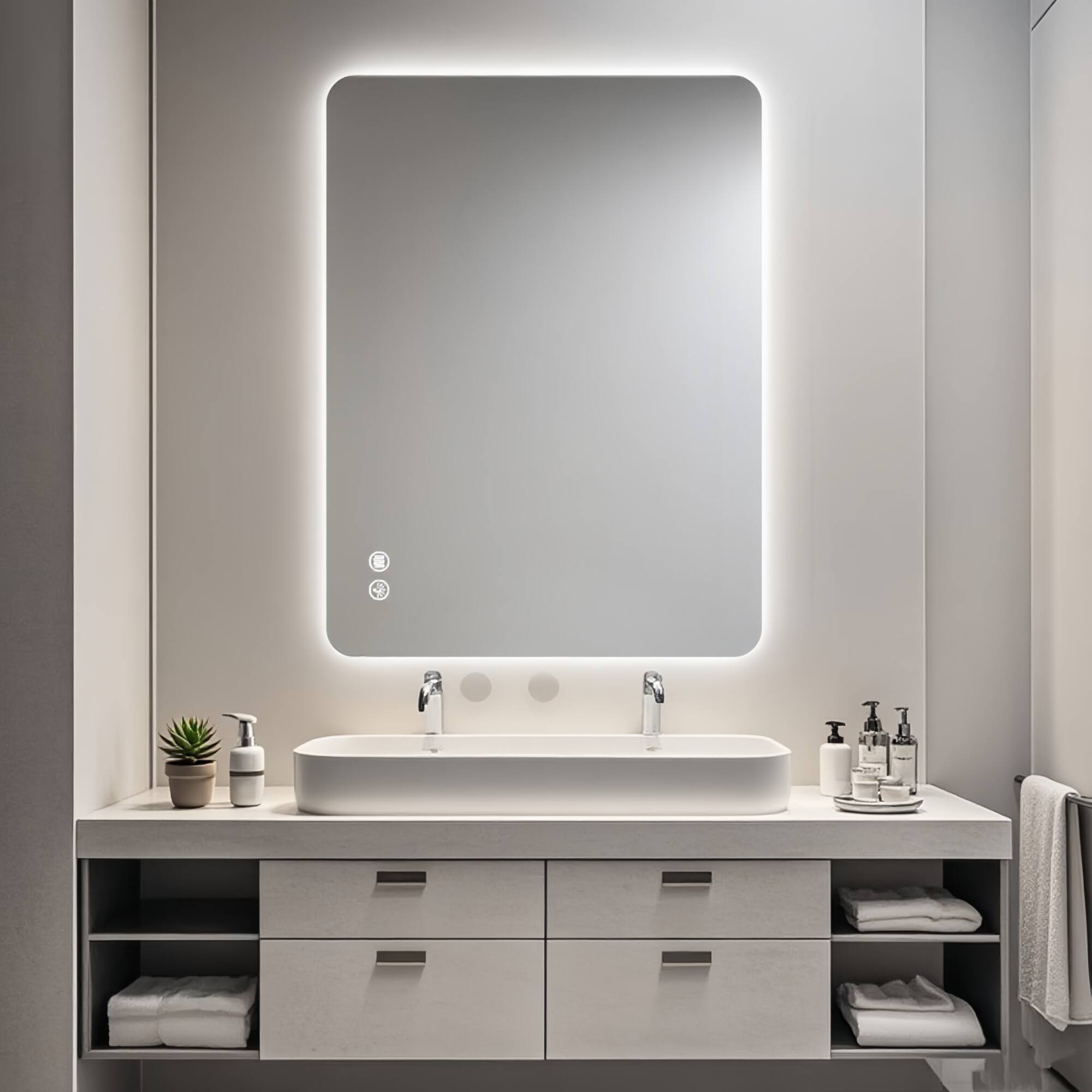 Alt View 1. Ecooso - 24x36in LED Bathroom Mirror, Rectangular Backlit Vanity Wall Mirror with Anti-Fog - Clear.