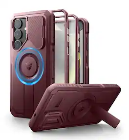 dexnor - for Samsung Galaxy S25 Plus Case with Camera Cover & Adjustable Kickstand & Built-in Screen Protector,Maroon Red - Phantom Purple