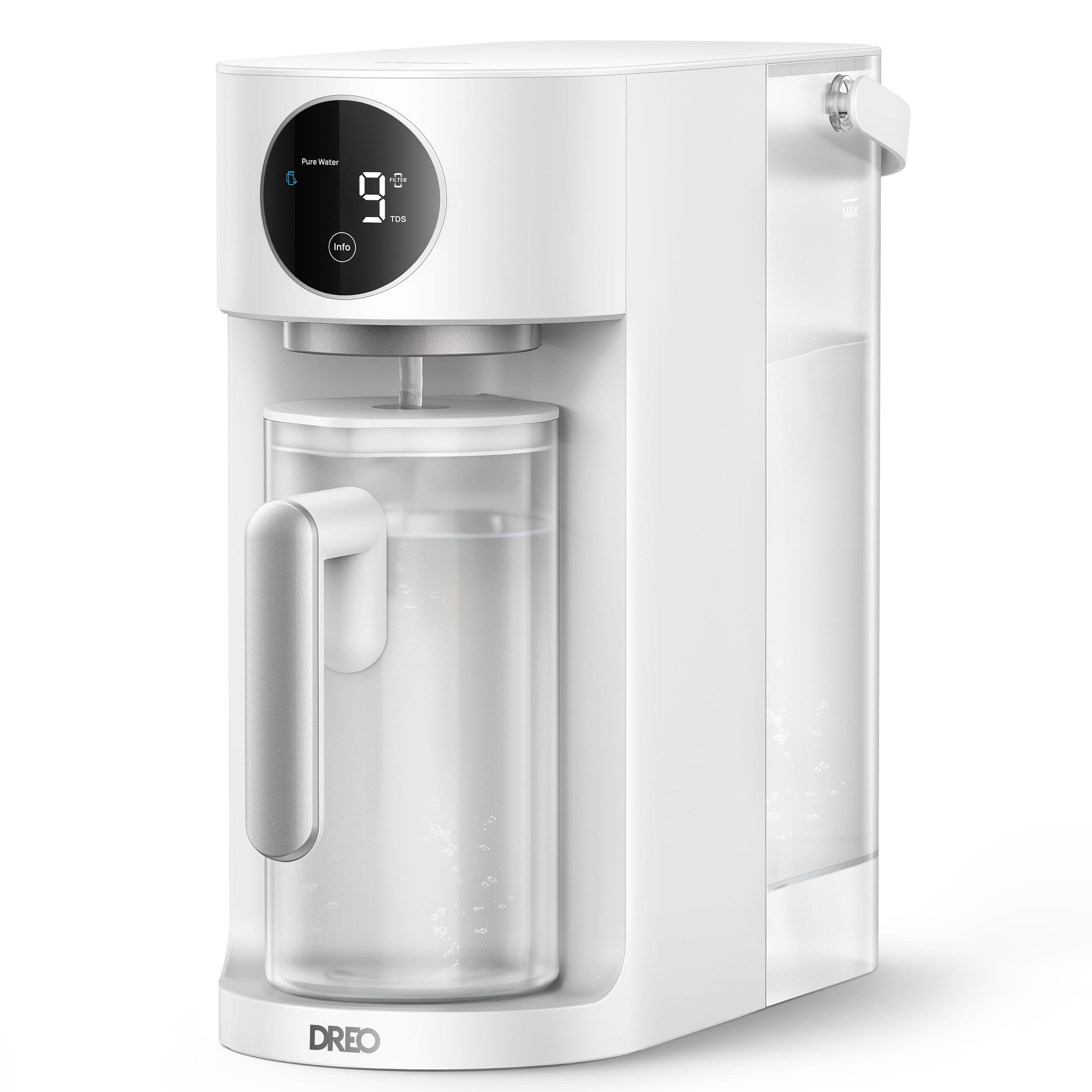 DREO - Countertop Water Filter 115 With 7-in-1 Reverse Osmosis Filtration System, Autofill Pitcher & Self-Cleaning - White