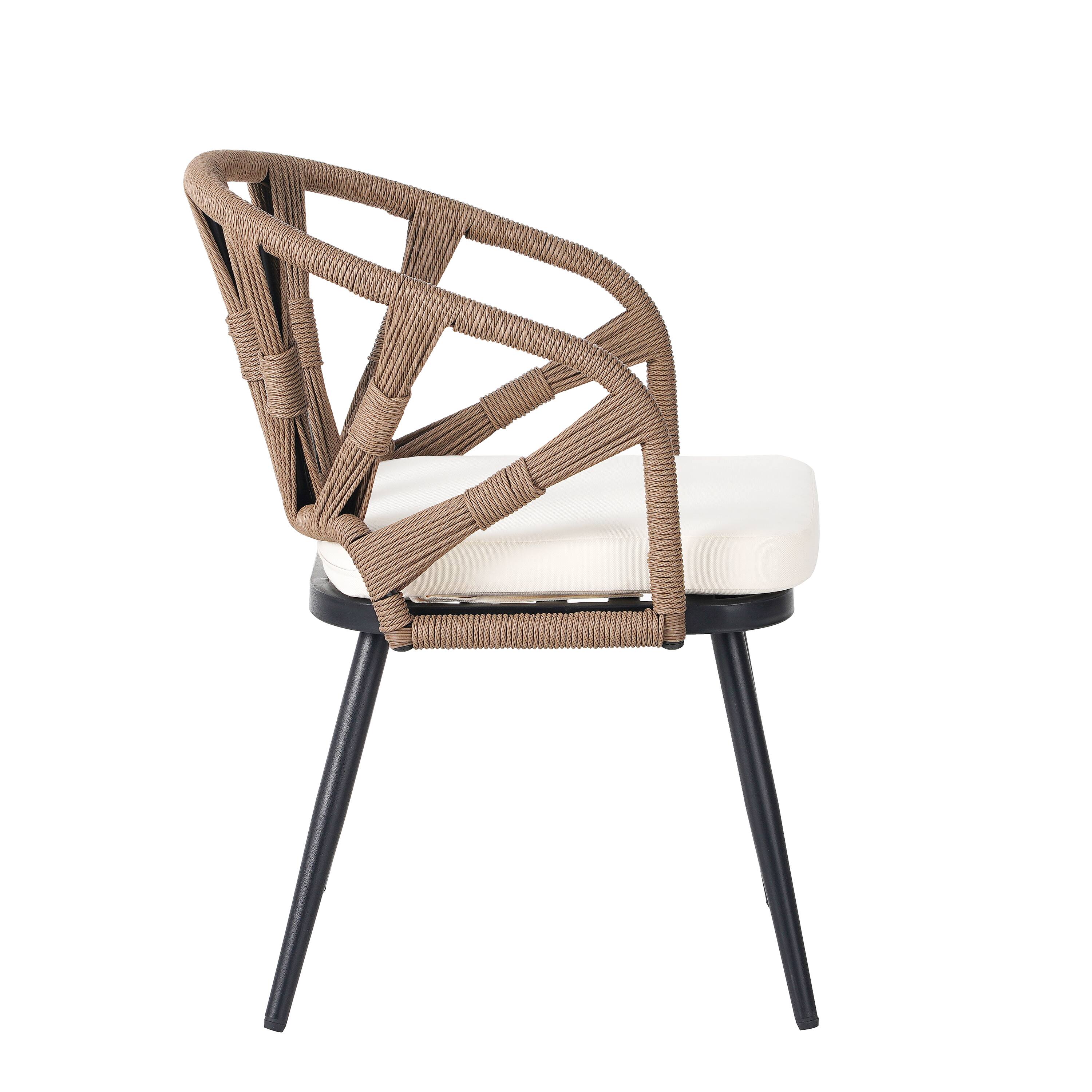 Alt View 6. Mondawe - 5-Piece Outdoor Set with PE Rattan Chairs and Plastic Wood Table - Brown.