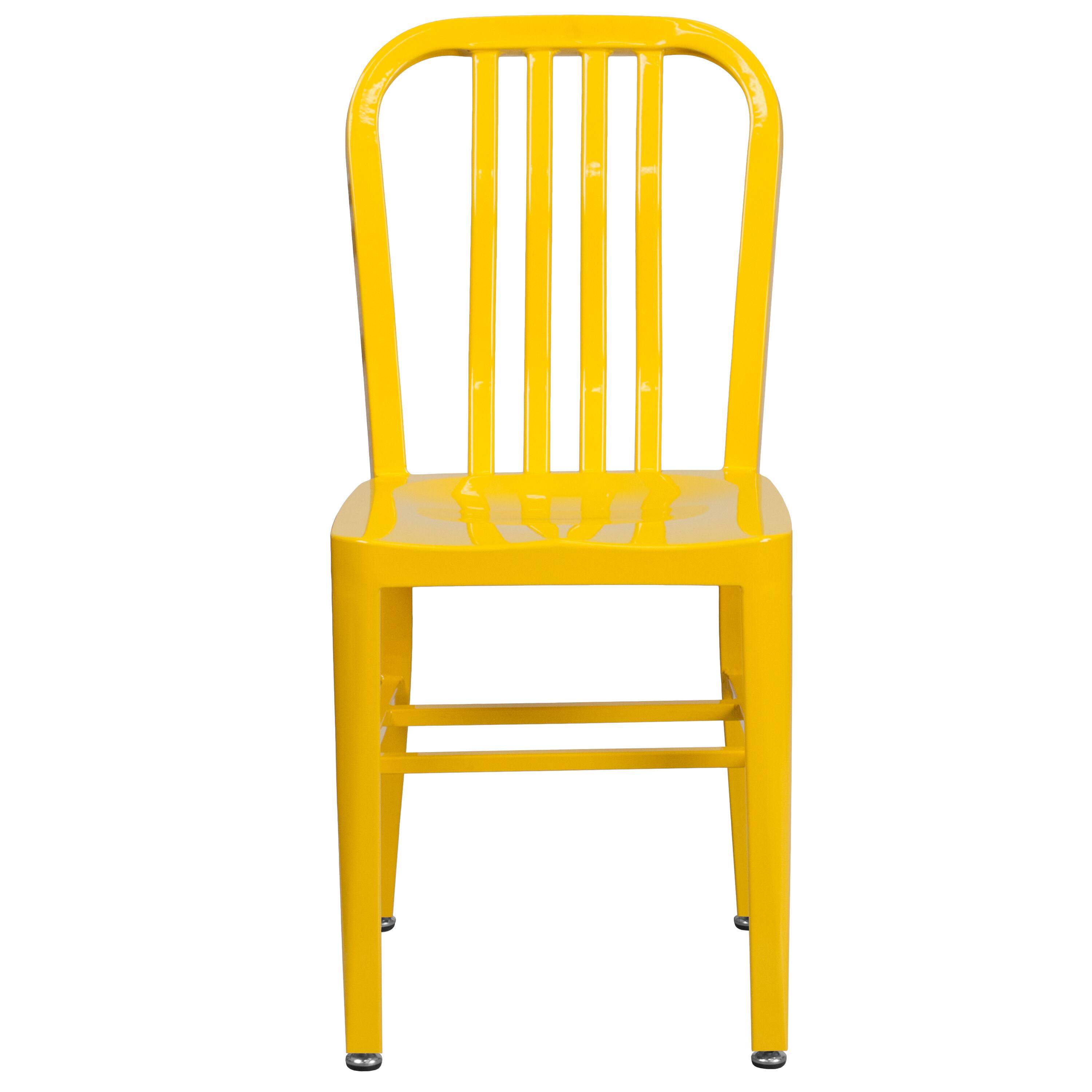 Alt View 7. Emma + Oliver - Commercial Grade Colorful Metal Indoor-Outdoor Chair - Yellow.