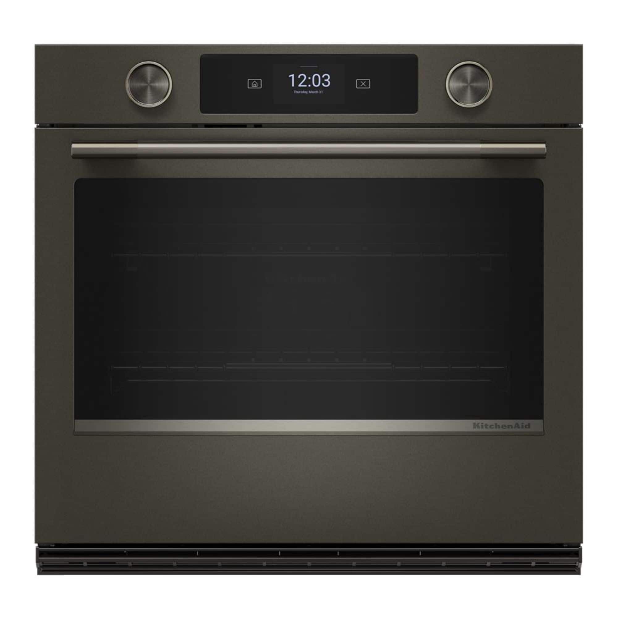 KitchenAid - 30" Smart Built-In Single Wall Oven with Assisted Cook Cycles - Black Ore - Front_Zoom