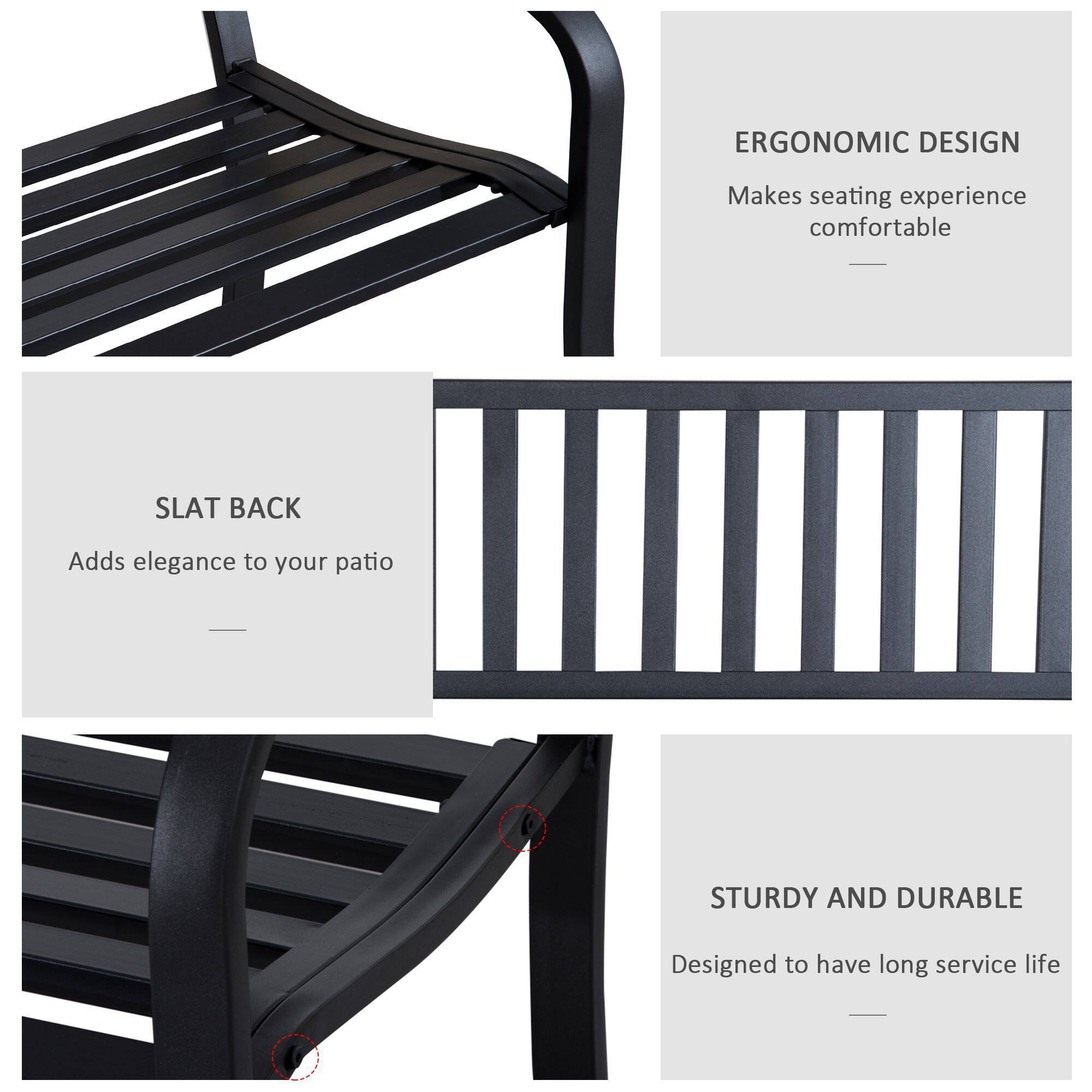ERGONOMIC DESIGN - Makes seating experience comfortable

SLAT BACK - Adds elegance to your patio

STURDY AND DURABLE - Designed to have long service life