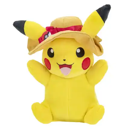Front. Jazwares - Pokemon Pikachu with Sun Hat 8-Inch Plush - Multi-Colored.