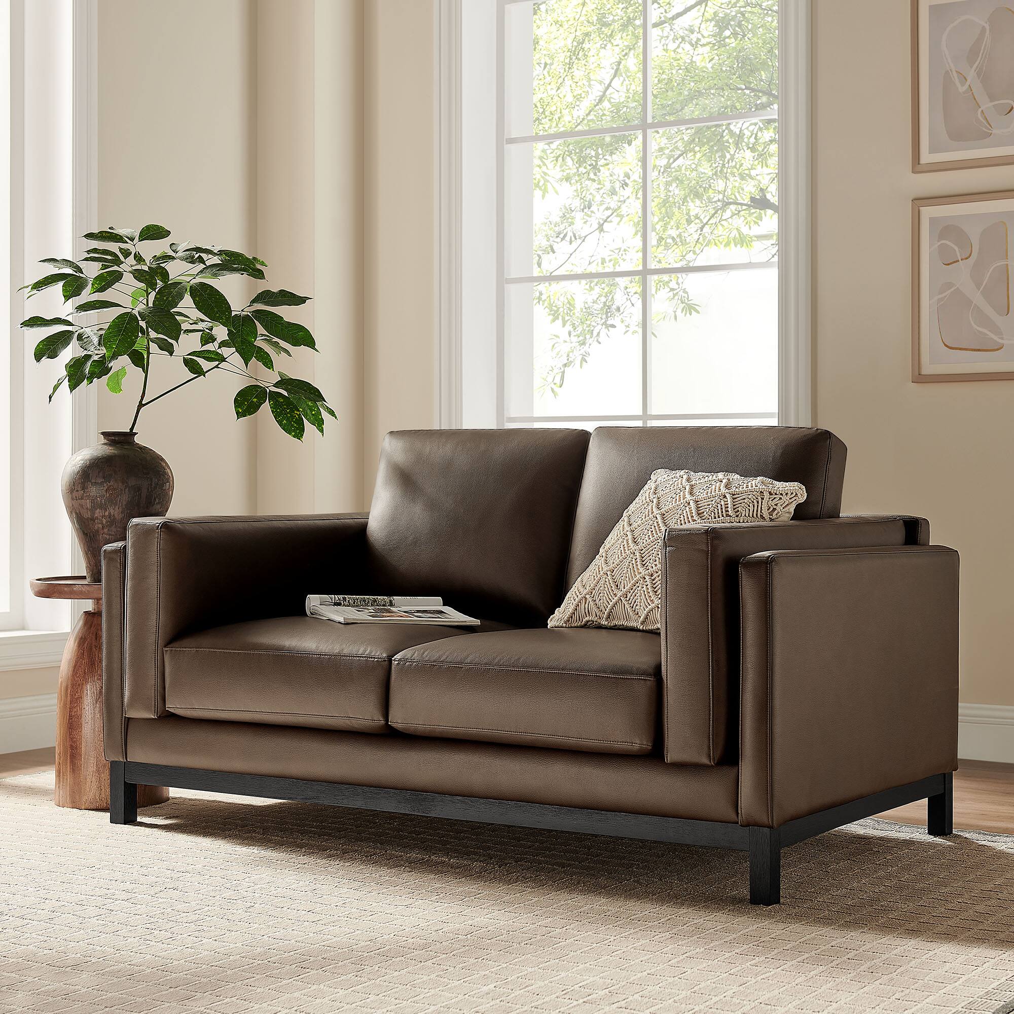 Alt View 7. Modway - Roscoe 63 inch Vegan Leather Loveseat by Modway - Espresso.