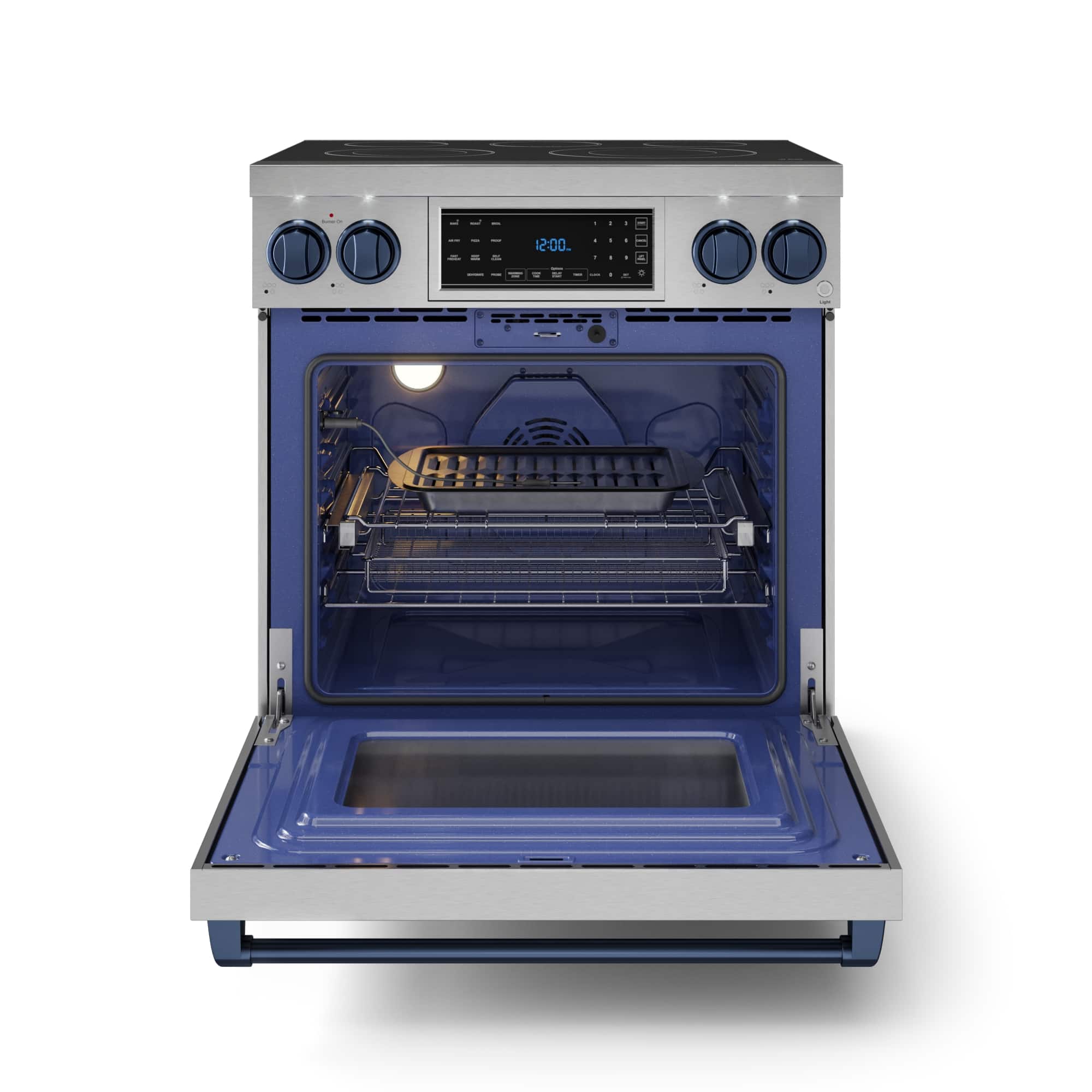 Alt View Zoom 11. Gordon Ramsay Series by Thor Kitchen 4.55 Cu. Ft Freestanding Electric Range with Navy Blue Hardware - Stainless Steel.