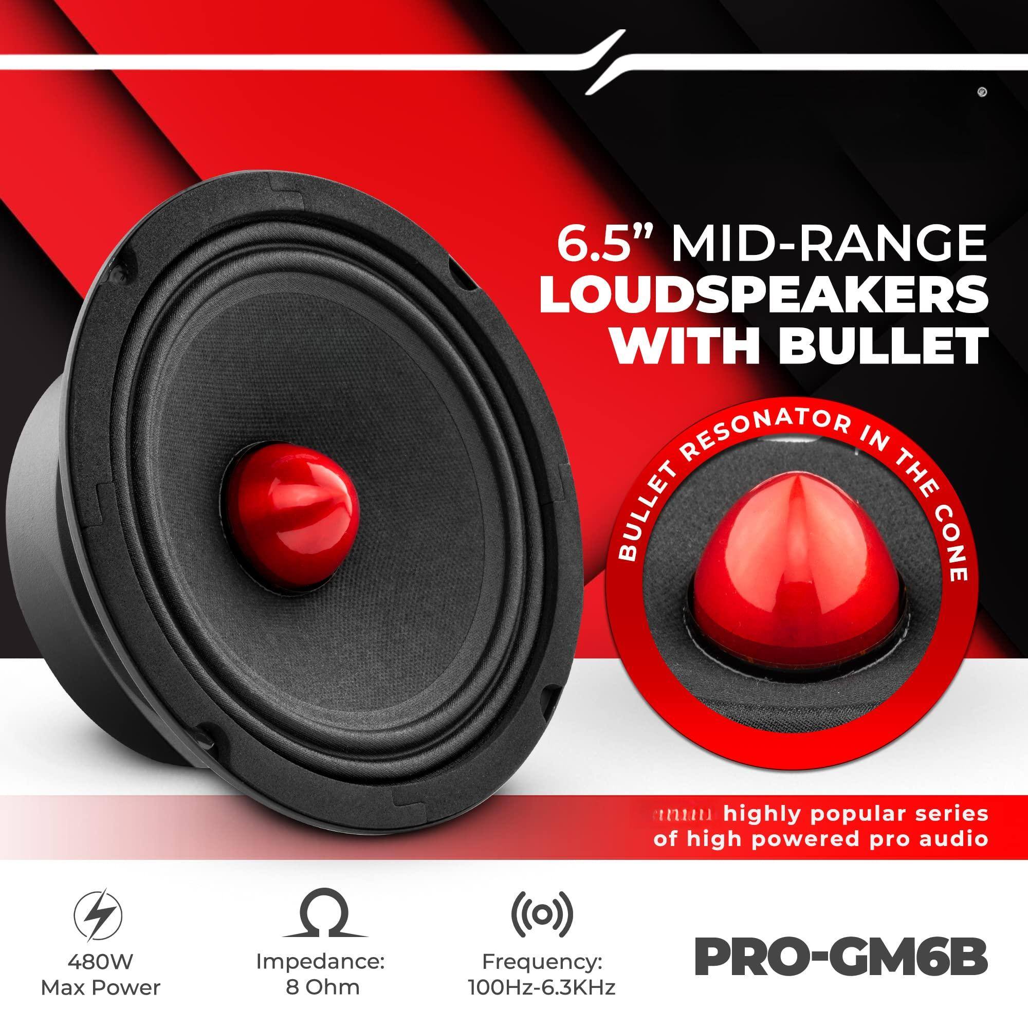 6.5" MID-RANGE LOUDSPEAKERS WITH BULLET RESONATOR IN THE BULLET CONE

- 480W Max Power
- Impedance: 8 Ohm
- Frequency: 100Hz-6.3KHz

PRO-GM6B

highly popular series of high powered pro audio