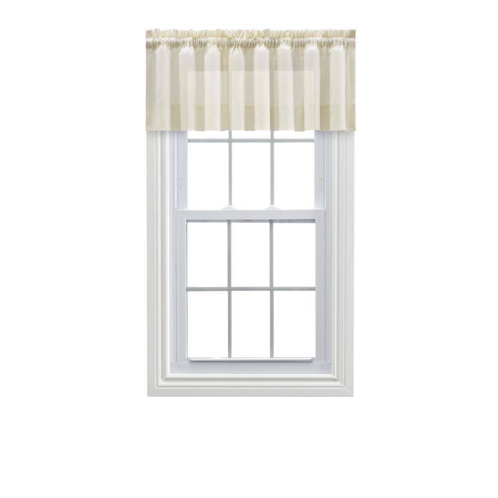 Front. Ellis Curtain - Ellis Curtain Shadow Stripe 1.5" Rod Pocket Tailored Valance for Windows 82" x 12" Natural - Natural.