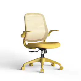 Boyel Living - Mid-Back Ergonomic Office Chair with Fabric Seat and Flip-Up Armrests - Yellow