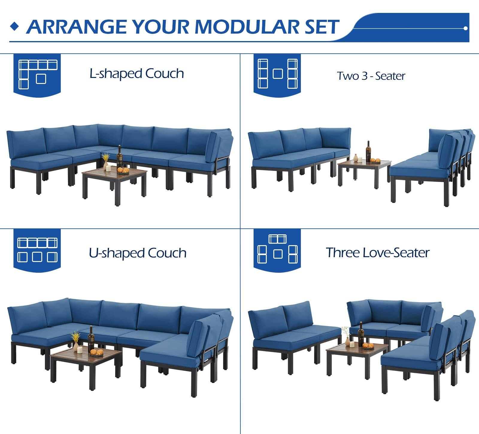 ARRANGE YOUR MODULAR SET

- L-shaped Couch
- Two 3-Seater
- U-shaped Couch
- Three Love-Seater