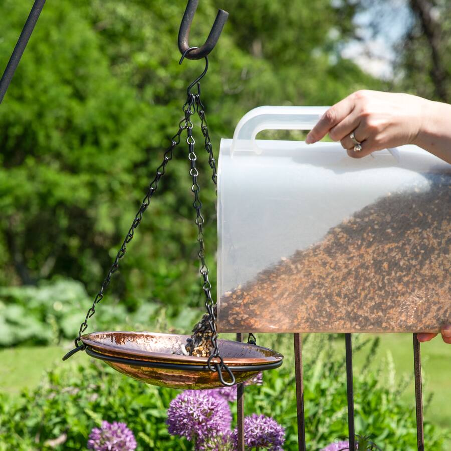 Sunnydaze Hand Hammered Hanging Bird Bath or Bird Feeder with Chain ...