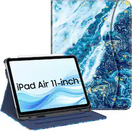 Fintie - Folio Case for iPad Air 11-inch (M4/M3/M2) & iPad Air 4th/5th Gen 10.9" | Multi-Angle Viewing Stand Cover with Pocket - Sandy Wave