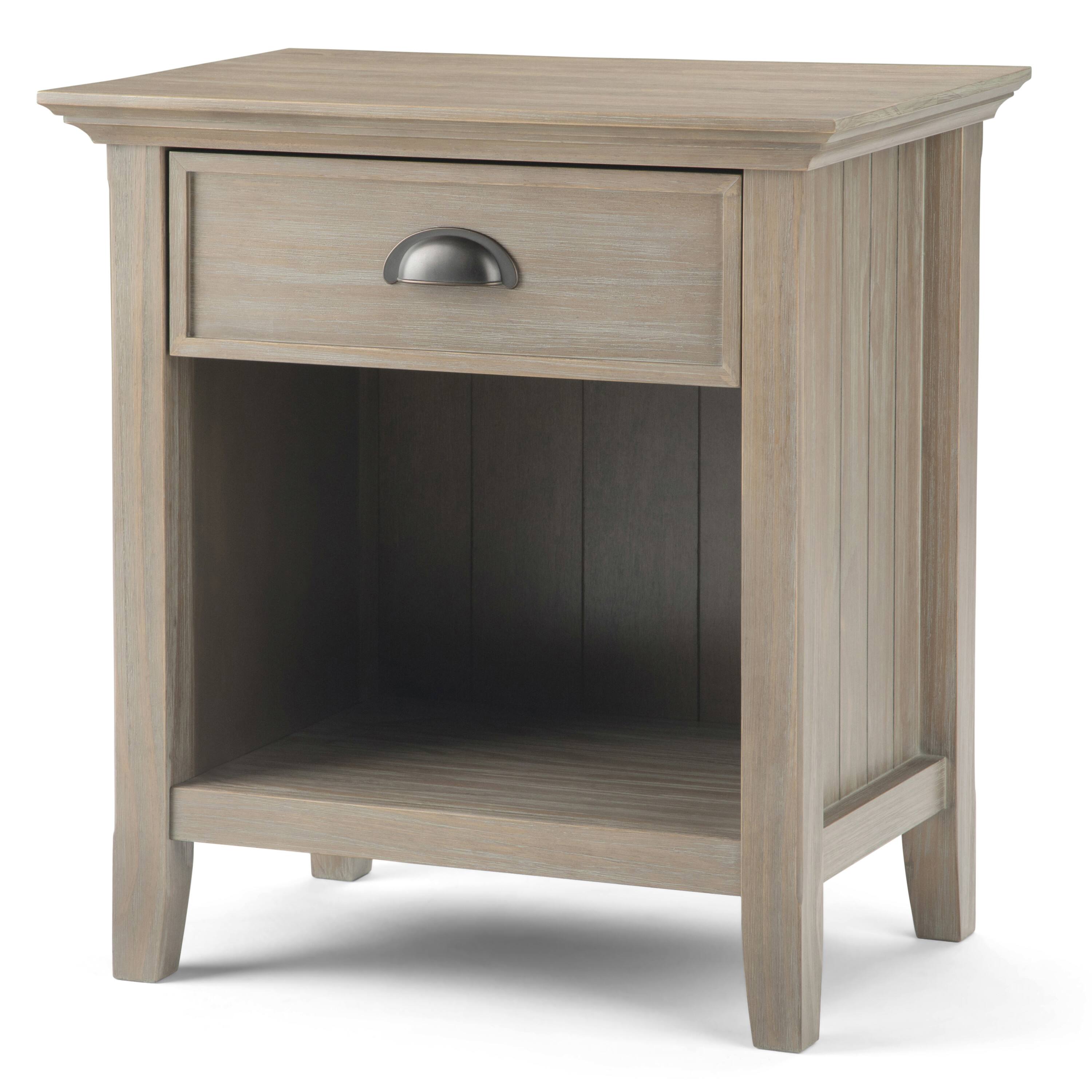 Angle. Simpli Home - Acadian Bedside Table - Distressed Grey.
