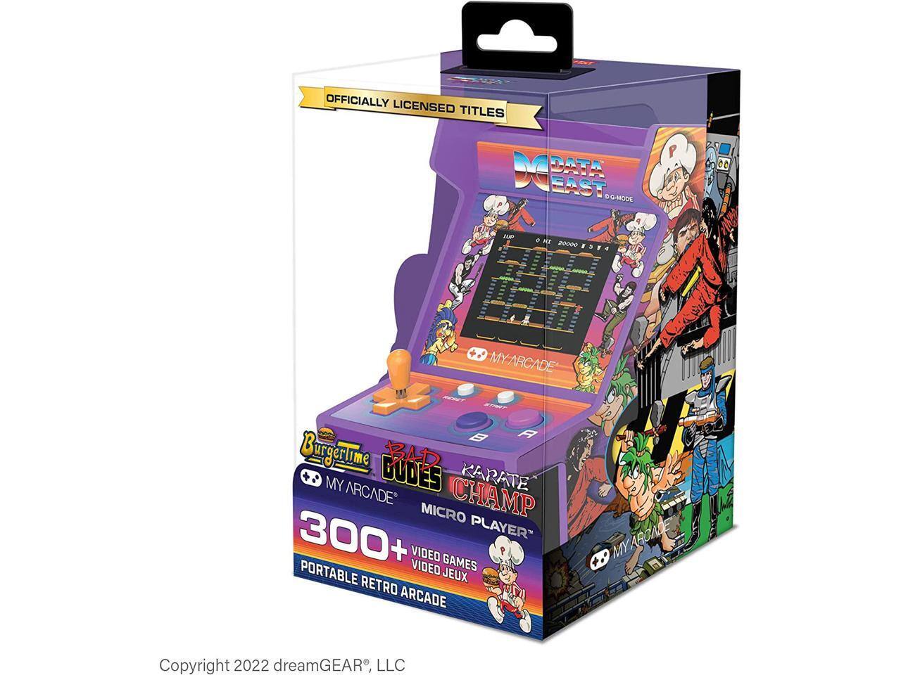 OFFICIALLY LICENSED TITLES  
DATA EAST  
OG-MODE  

BURGER TIME  
BAD BUDES  
KARATE CHAMP  

MY ARCADE  
MICRO PLAYER™  
300+ VIDEO GAMES  
PORTABLE RETRO ARCADE  

VIDEO JEUX  

Copyright 2022 dreamGEAR, LLC