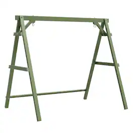 Winado - 5FT Wooden Porch Swing Frame Only A-Frame Porch Swing Stand w/ Stability Bar, Wood Swing Hanger for Outdoor Garden Patio - Olive Green