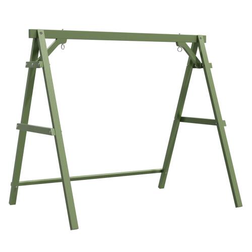 Front. Winado - 5FT Wooden Porch Swing Frame Only A-Frame Porch Swing Stand w/ Stability Bar, Wood Swing Hanger for Outdoor Garden Patio - Olive Green.