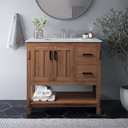 Ashlyn Bathroom Vanity Basin Included by Modway - Walnut White