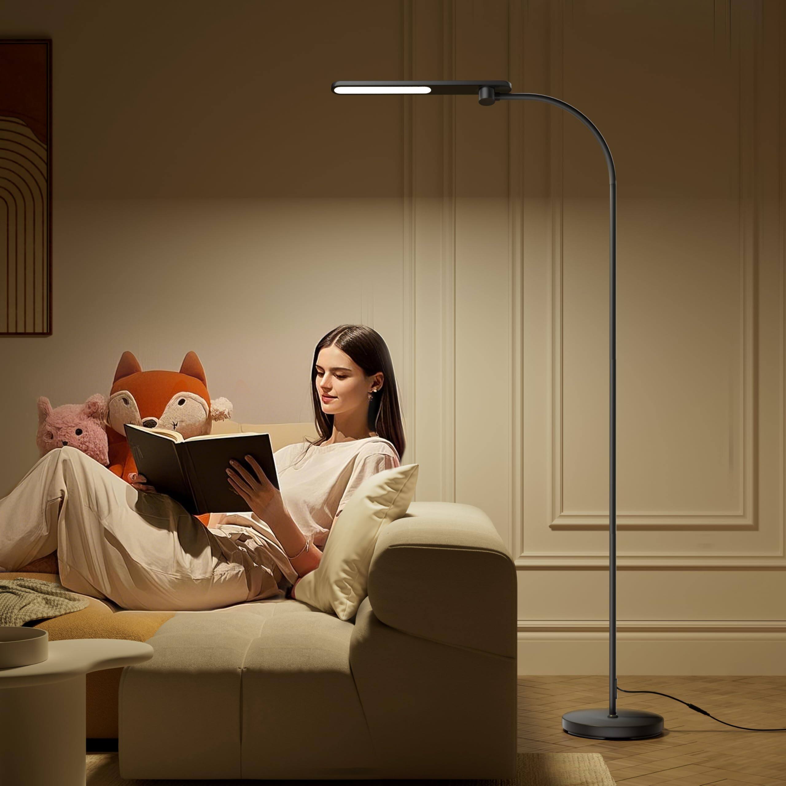 Angle. Honeywell - F4 Sunturalux™ LED Floor Lamp, 77.5" Tall Full Spectrum Reading Lamp, 97 CRI Eye-Caring Task Light - Black.