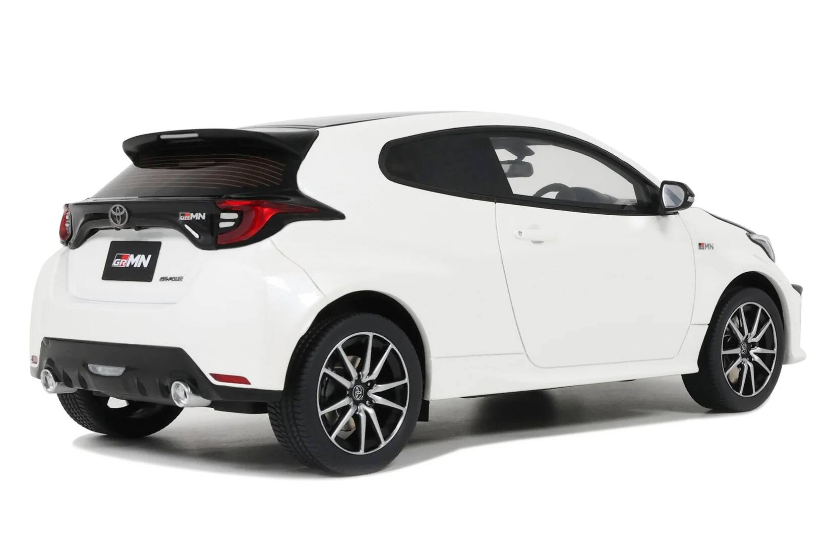Back. Otto Mobile - 2022 Toyota GRMN Yaris RHD Platinum White Pearl Black Hood & Top Limited Edition 999 pcs Worldwide 1/18 Scale - White Pearl Black.