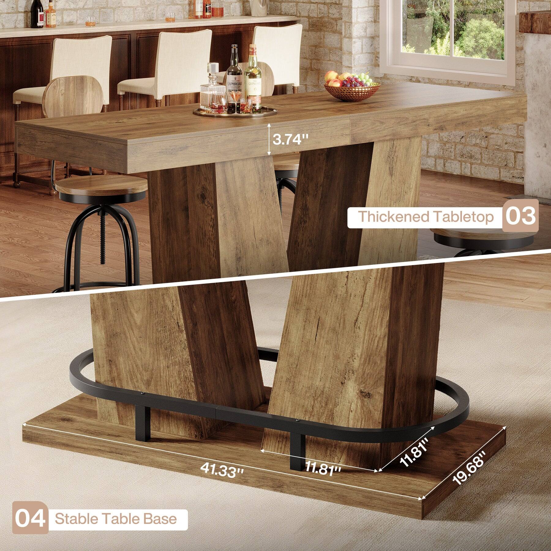 Tribesigns Bar Table with Wood Grain Finish and Rectangular Top for ...