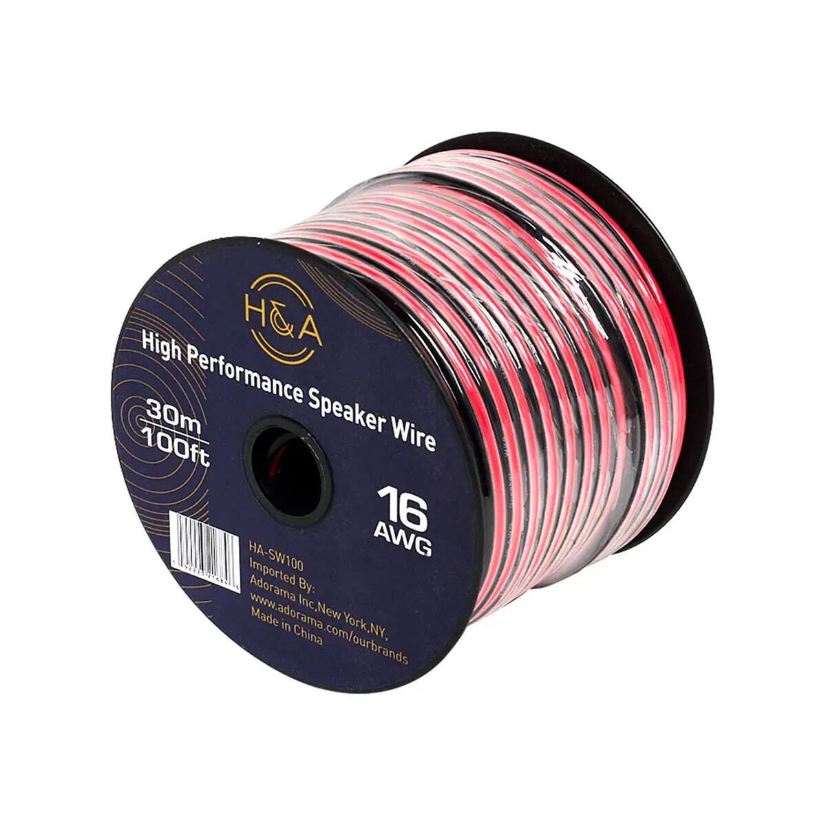 High Performance Speaker Wire  
30m 100ft  
16 AWG  
HA-SW100  
Imported By: Adorama Inc. New York, NY  
Made in China  
www.adorama.com/ourbrands