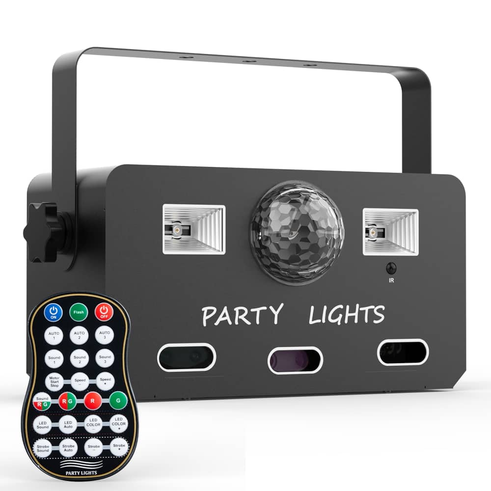 UKing - 4-in-1 RGBY Magic Ball Effect Light Red&Green Patterns Controlled By Auto,Sound-Activated,USB for DJ Wedding Lighting
